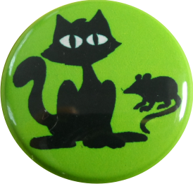 Katze Button, schwarze Katze mit Maus Button